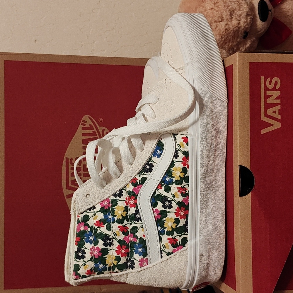 White with flowers